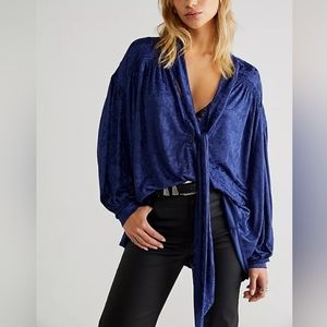 Free People Blue Blouse